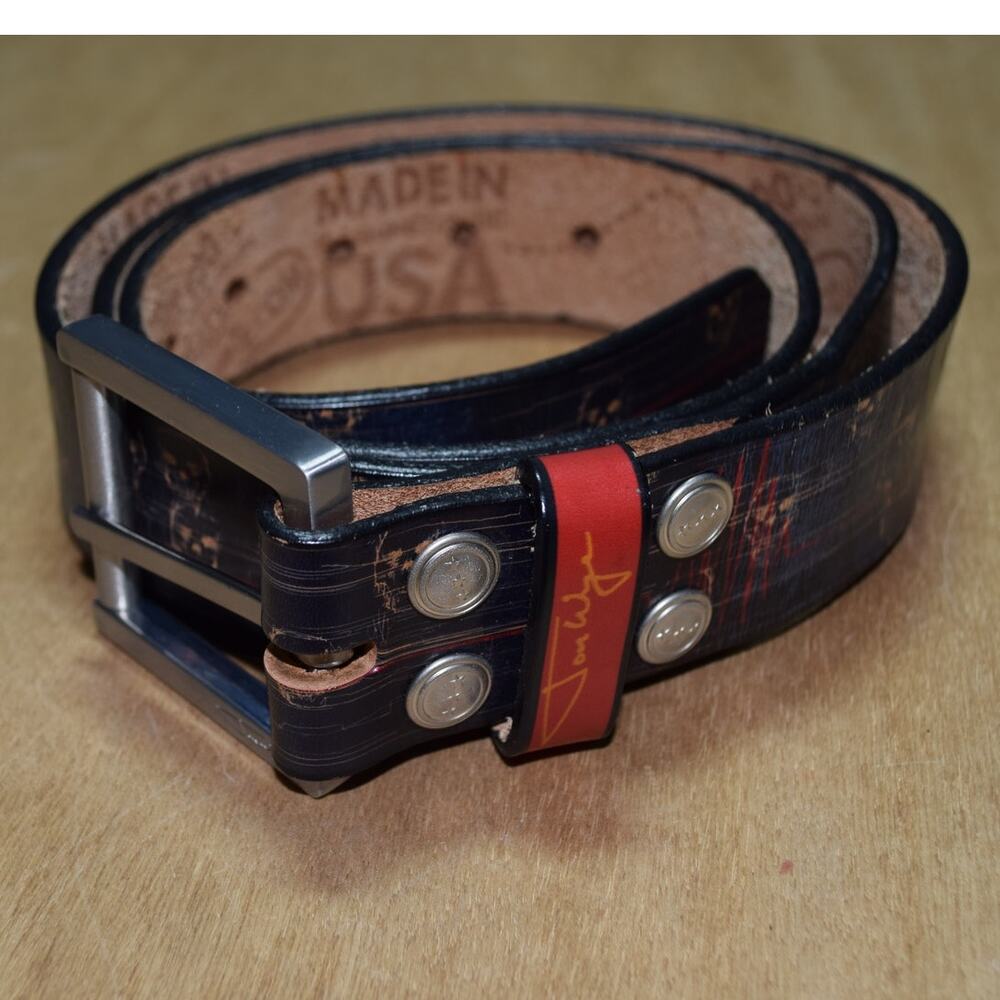 Jon Wye Handcrafted Distressed Leather Belt USA Made 52”
